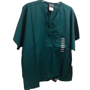 Cherokee Workwear Women's Green Pocket 4777 HUNW V-Neck Scrub Top Size XS NWT